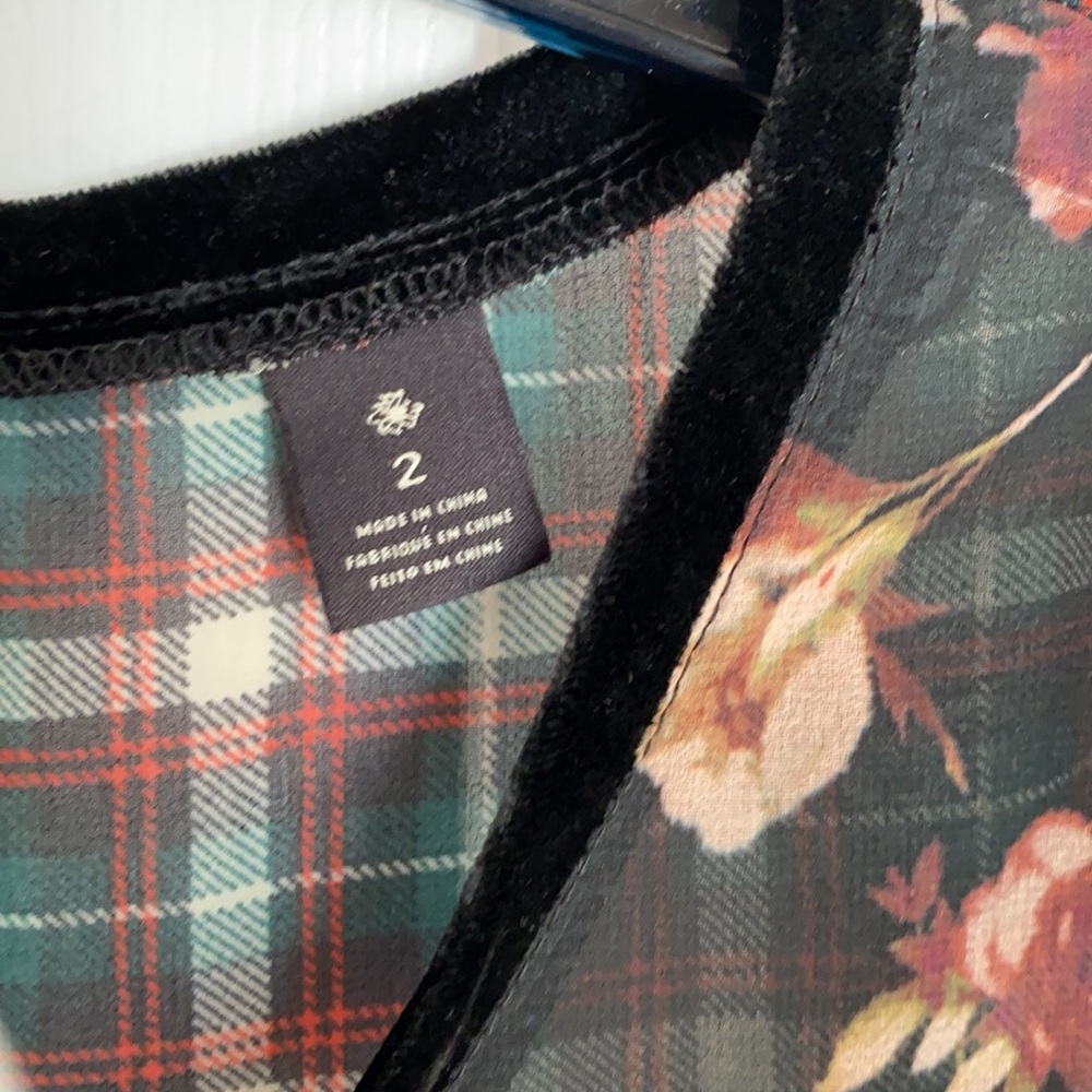 MAISON SCOTCH PUNK RADAR FLORAL AND PLAID TOP SIZE 2 - Picture 8 of 8